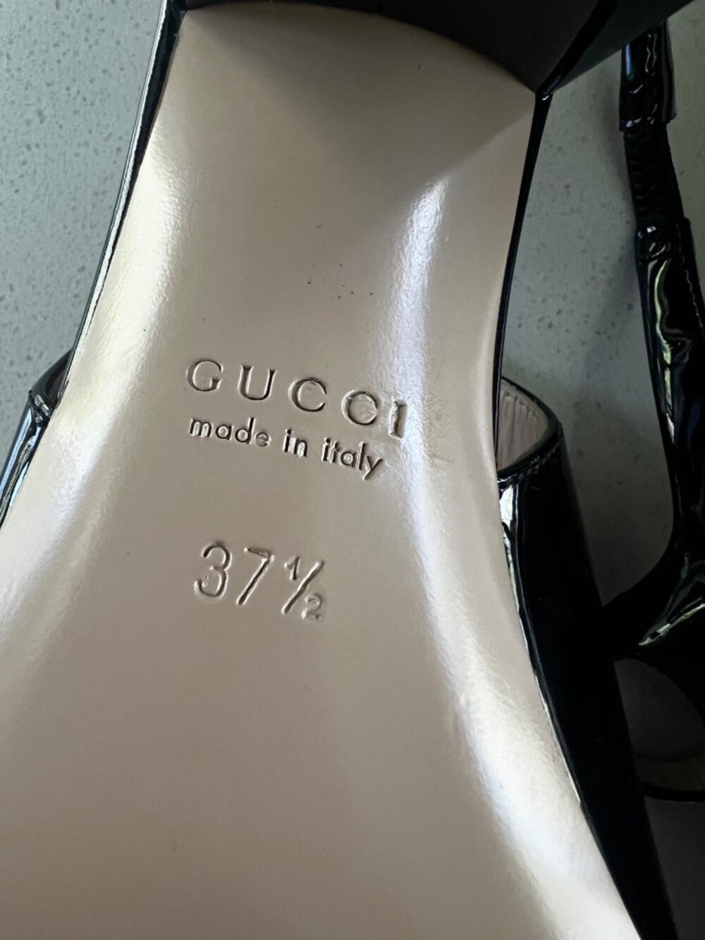 GUCCI Horsebit 42MM black Patent Leather Slingback Pumps heels SIZE 37.5 - Picture 10 of 10